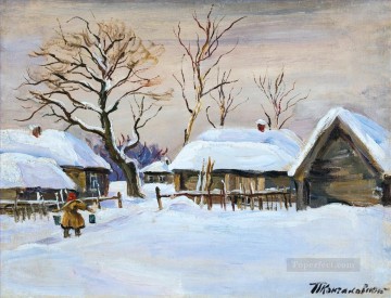  Petrovich Oil Painting - DOBROE IN THE WINTER Petr Petrovich Konchalovsky